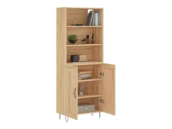 Aparador alto madera contrachapada color roble 69,5x34x180 cm ES33037