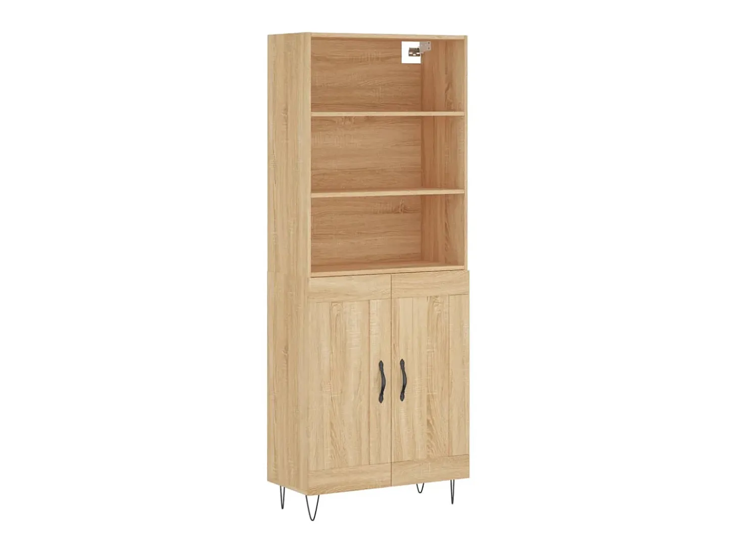 Aparador alto madera contrachapada color roble 69,5x34x180 cm ES33037