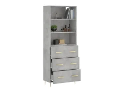 Aparador alto madera contrachapada gris hormigón 69,5x34x180 cm ES19005