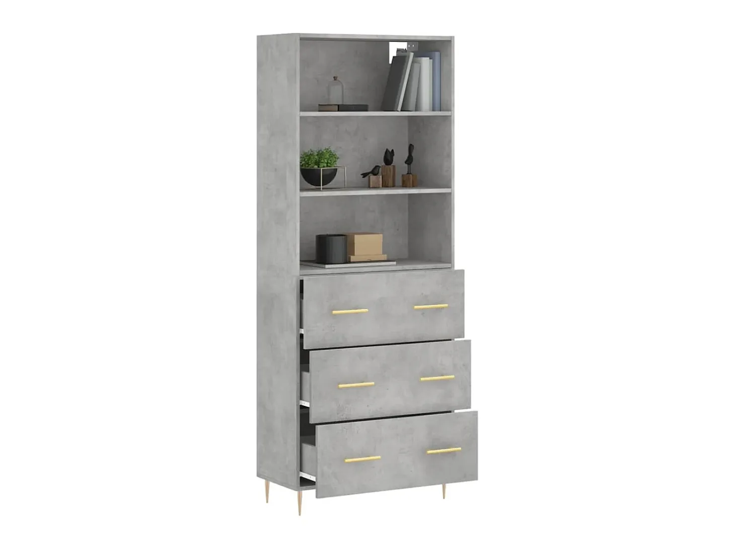 Aparador alto madera contrachapada gris hormigón 69,5x34x180 cm ES19005