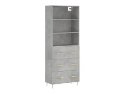 Aparador alto madera contrachapada gris hormigón 69,5x34x180 cm ES19005