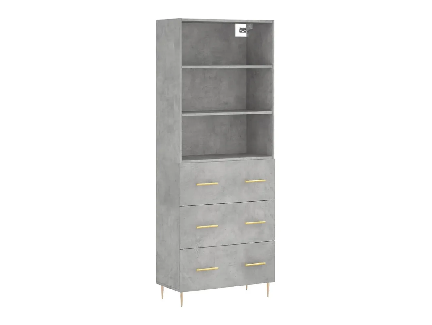 Aparador alto madera contrachapada gris hormigón 69,5x34x180 cm ES19005