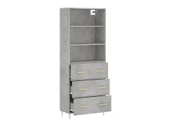 Aparador alto madera contrachapada gris hormigón 69,5x34x180 cm ES19005