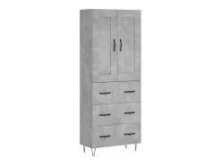 Aparador alto madera contrachapada gris hormigón 69,5x34x180 cm