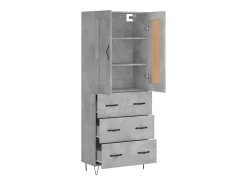 Aparador alto madera contrachapada gris hormigón 69,5x34x180 cm