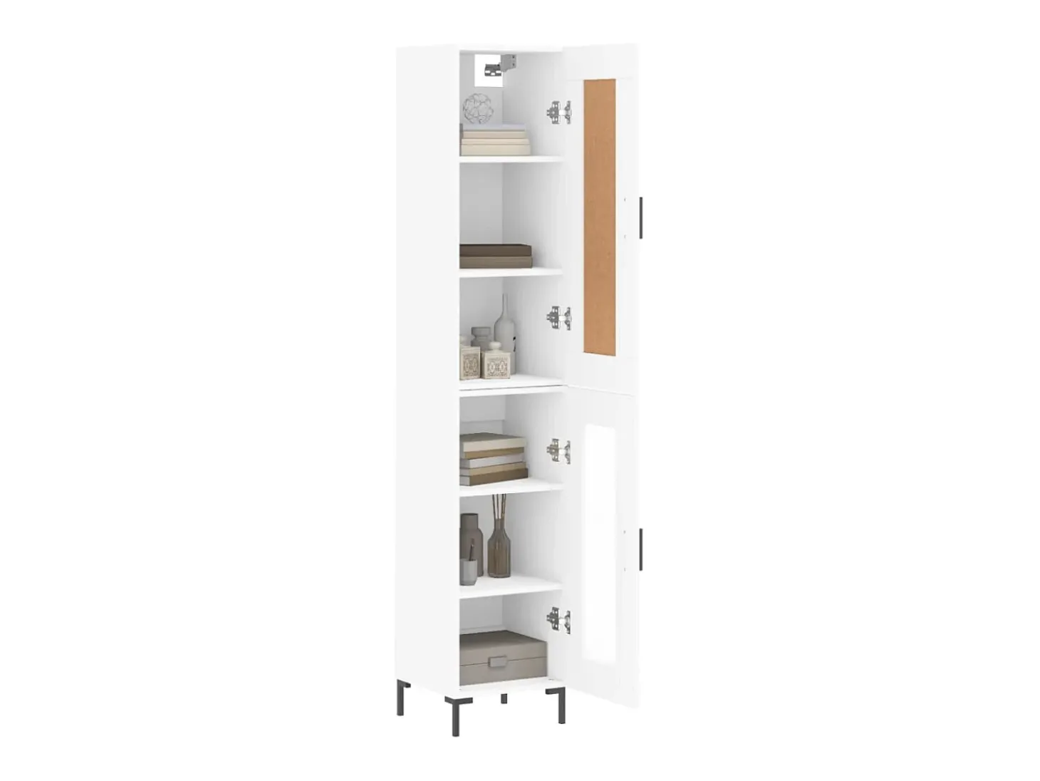 Aparador alto madera contrachapada blanco 34,5x34x180 cm ES82576