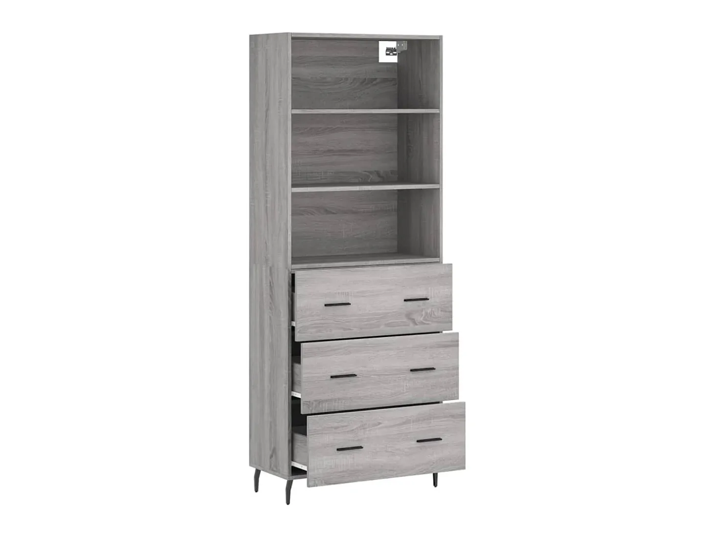 Aparador alto madera contrachapada gris sonoma 69,5x34x180 cm ES14064