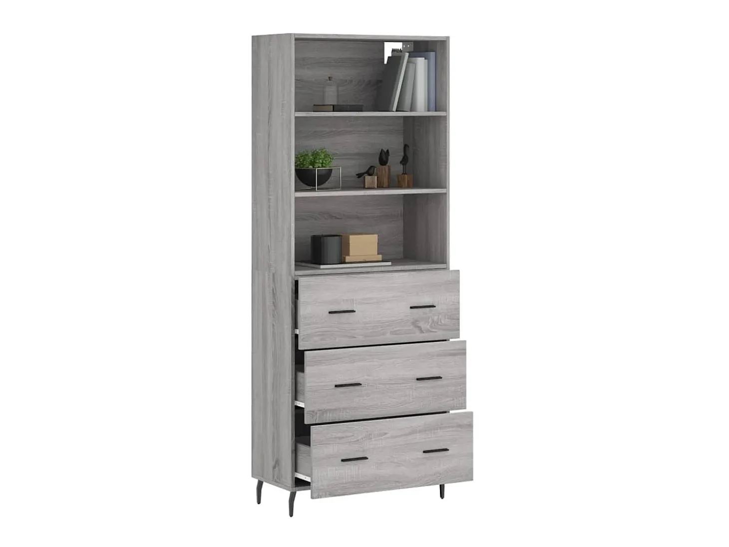 Aparador alto madera contrachapada gris sonoma 69,5x34x180 cm ES14064