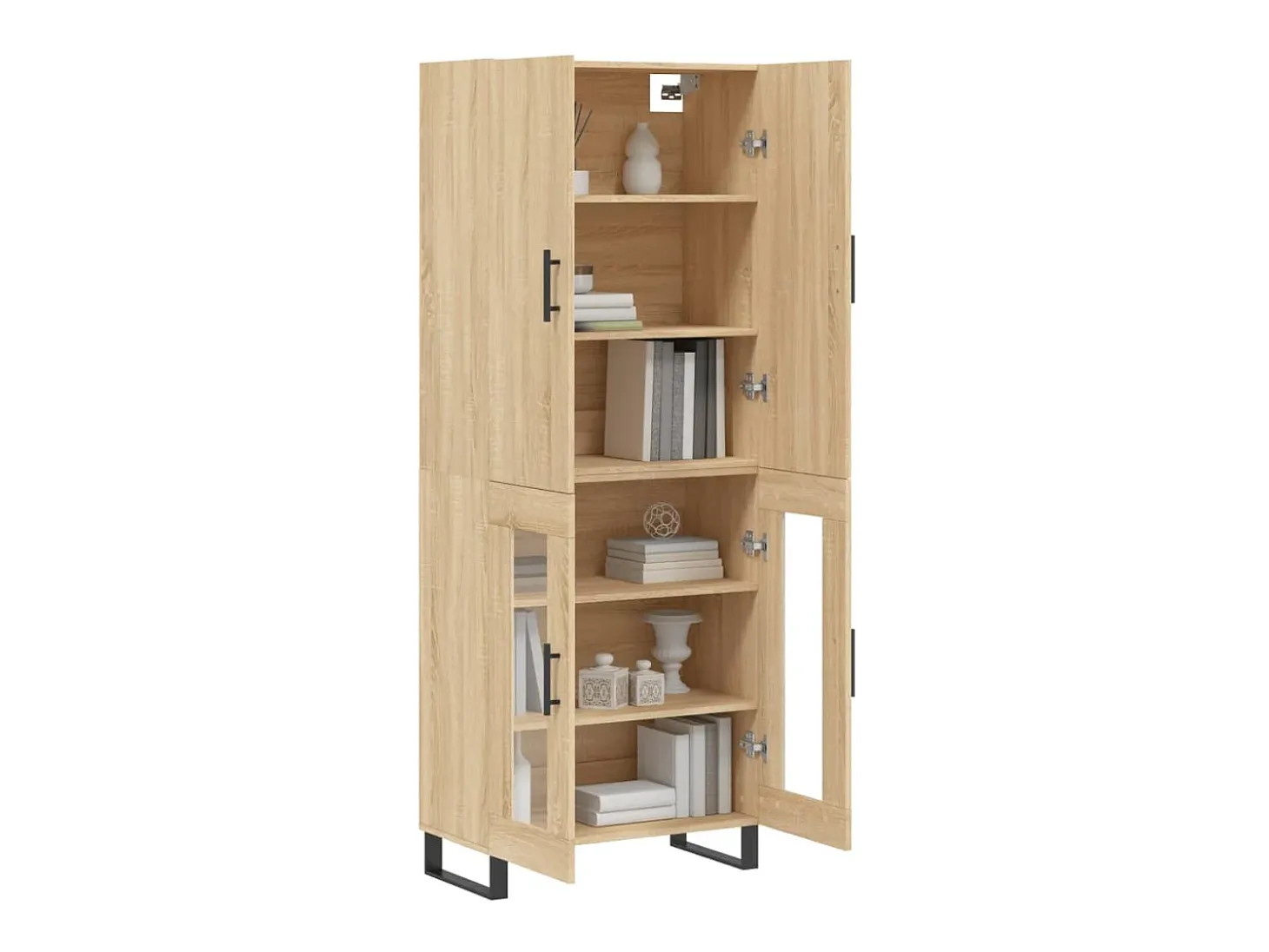 Aparador alto madera contrachapada color roble 69,5x34x180 cm ES867038