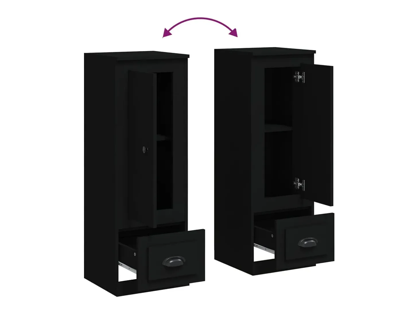 Aparador alto madera contrachapada negro 36x35,5x103,5 cm