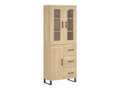 Aparador alto madera contrachapada color roble 69,5x34x180 cm