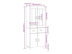 Aparador alto madera contrachapada blanco 69,5x34x180 cm