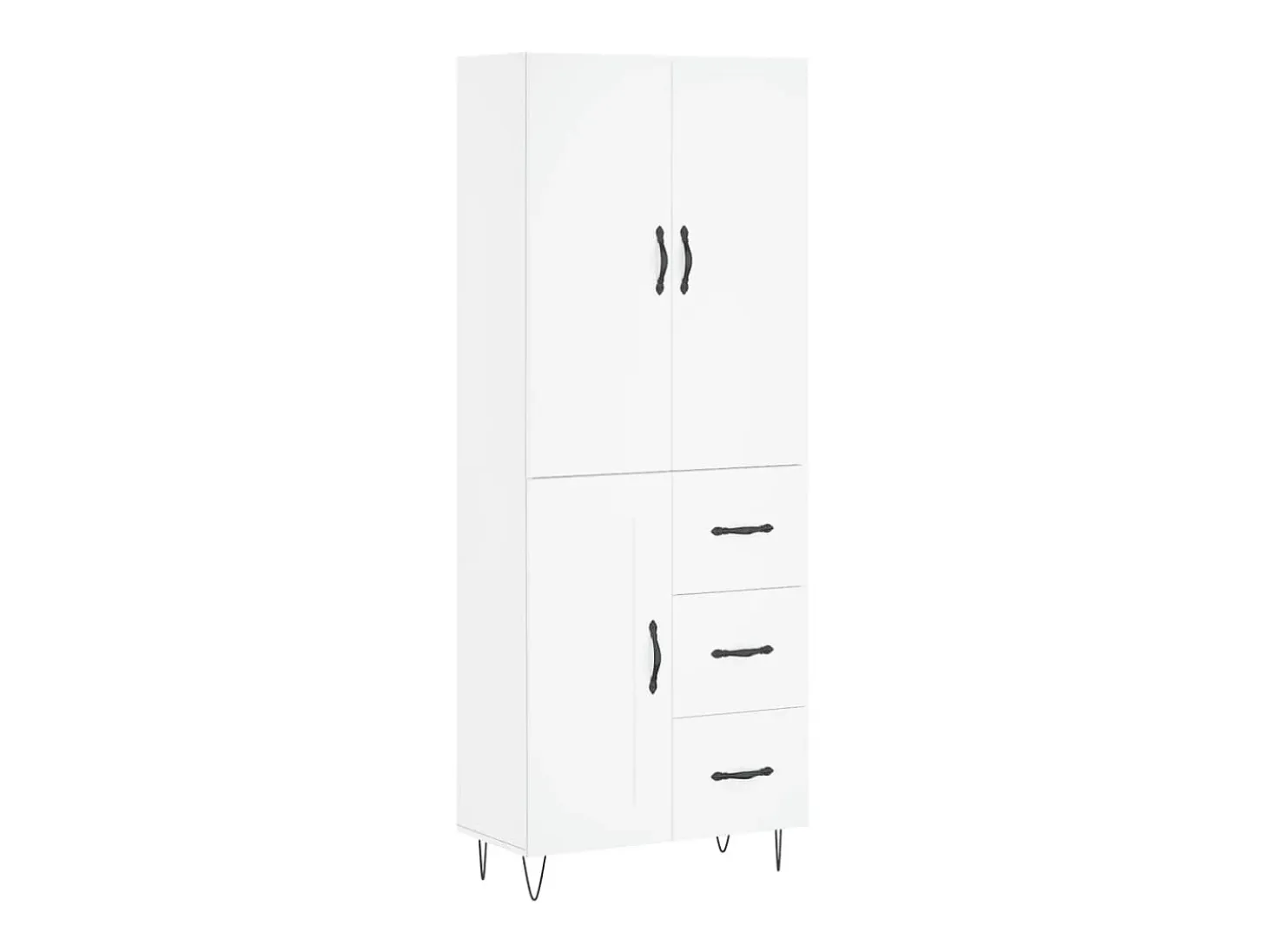Aparador alto madera contrachapada blanco 69,5x34x180 cm ES29385