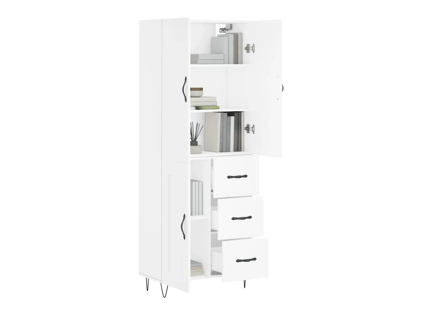 Aparador alto madera contrachapada blanco 69,5x34x180 cm ES29385
