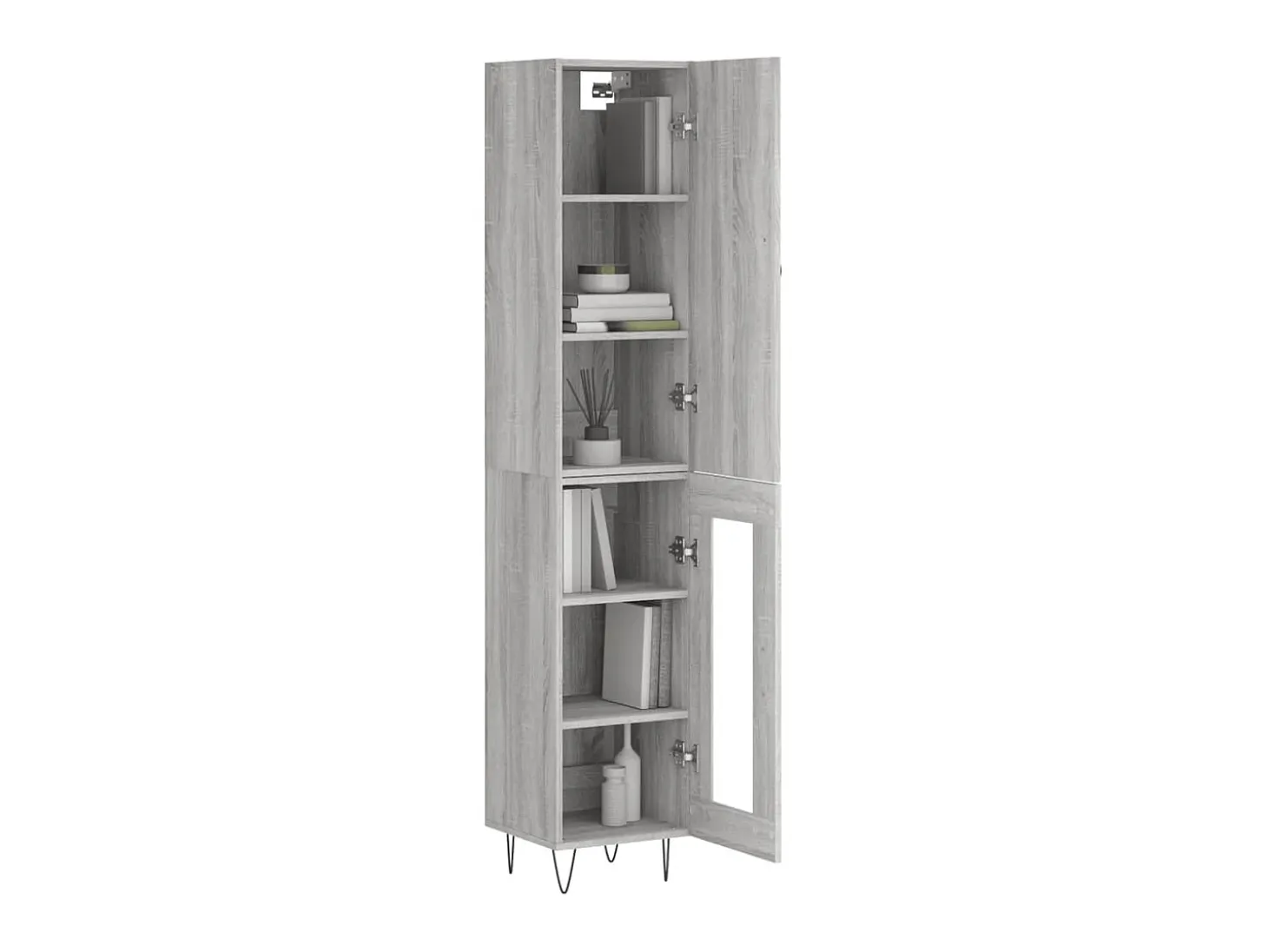 Aparador alto madera contrachapada gris Sonoma 34,5x34x180 cm ES79530