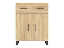 Aparador alto madera contrachapada color roble 69,5x34x180 cm