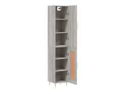 Aparador alto madera contrachapada gris Sonoma 34,5x34x180 cm ES52439