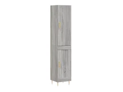 Aparador alto madera contrachapada gris Sonoma 34,5x34x180 cm ES52439