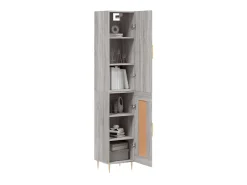 Aparador alto madera contrachapada gris Sonoma 34,5x34x180 cm ES52439