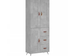 Aparador alto madera contrachapada gris hormigón 69,5x34x180 cm ES35669