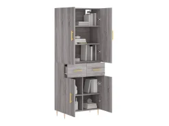 Aparador alto madera contrachapada gris sonoma 69,5x34x180 cm ES53282