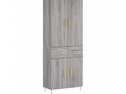 Aparador alto madera contrachapada gris sonoma 69,5x34x180 cm ES53282