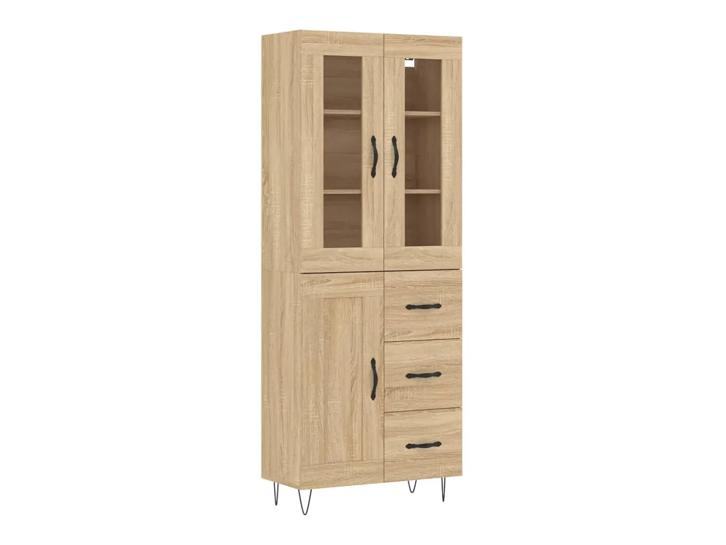 Aparador alto madera contrachapada color roble 69,5x34x180 cm