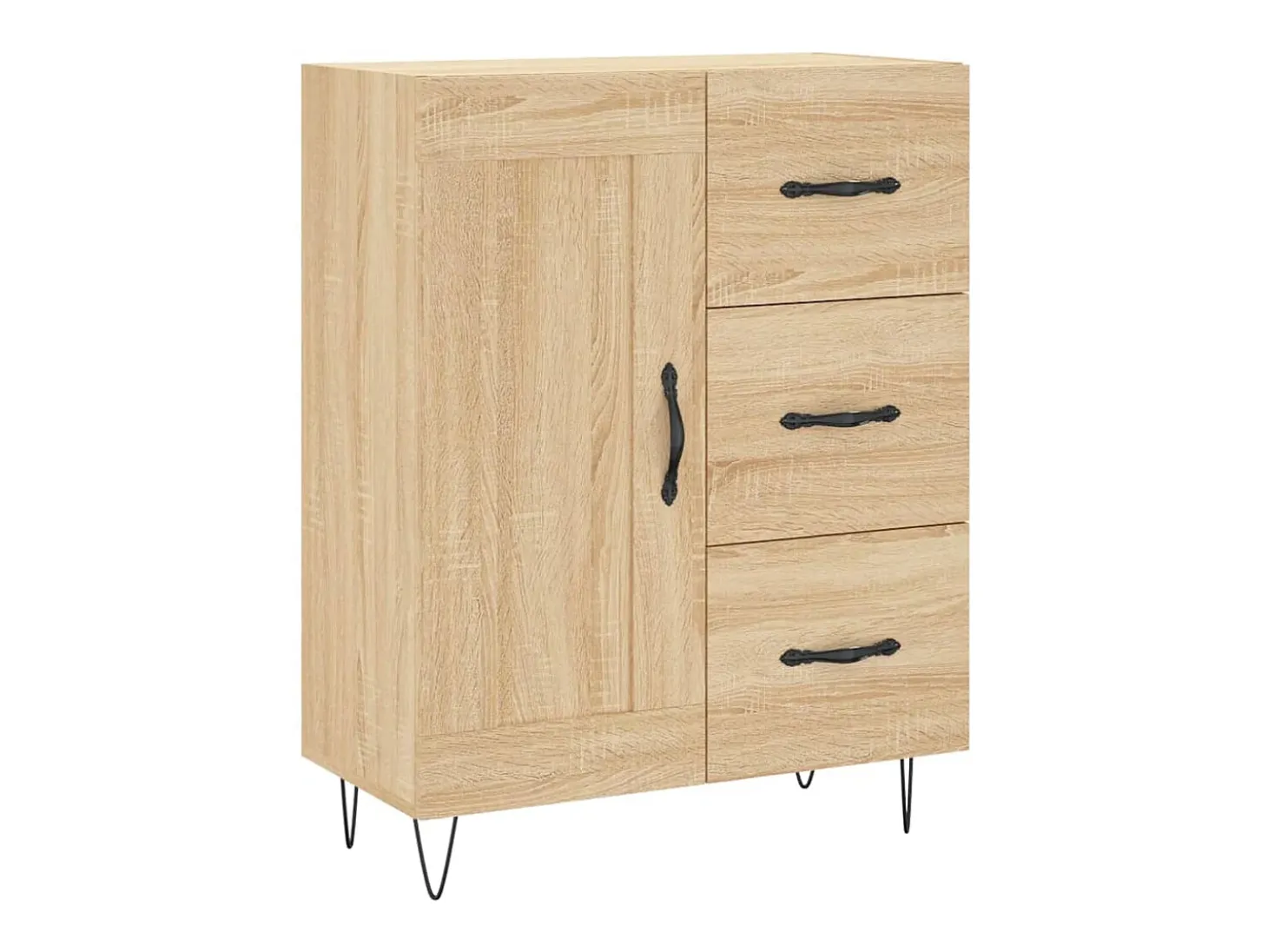 Aparador alto madera contrachapada color roble 69,5x34x180 cm