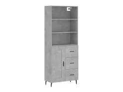 Aparador alto madera contrachapada gris hormigón 69,5x34x180 cm ES54164