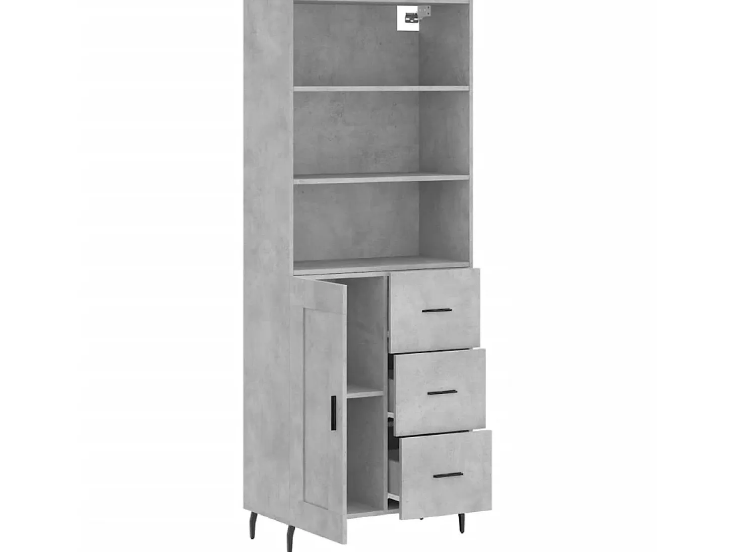Aparador alto madera contrachapada gris hormigón 69,5x34x180 cm ES54164