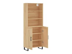 Aparador alto madera contrachapada color roble 69,5x34x180 cm