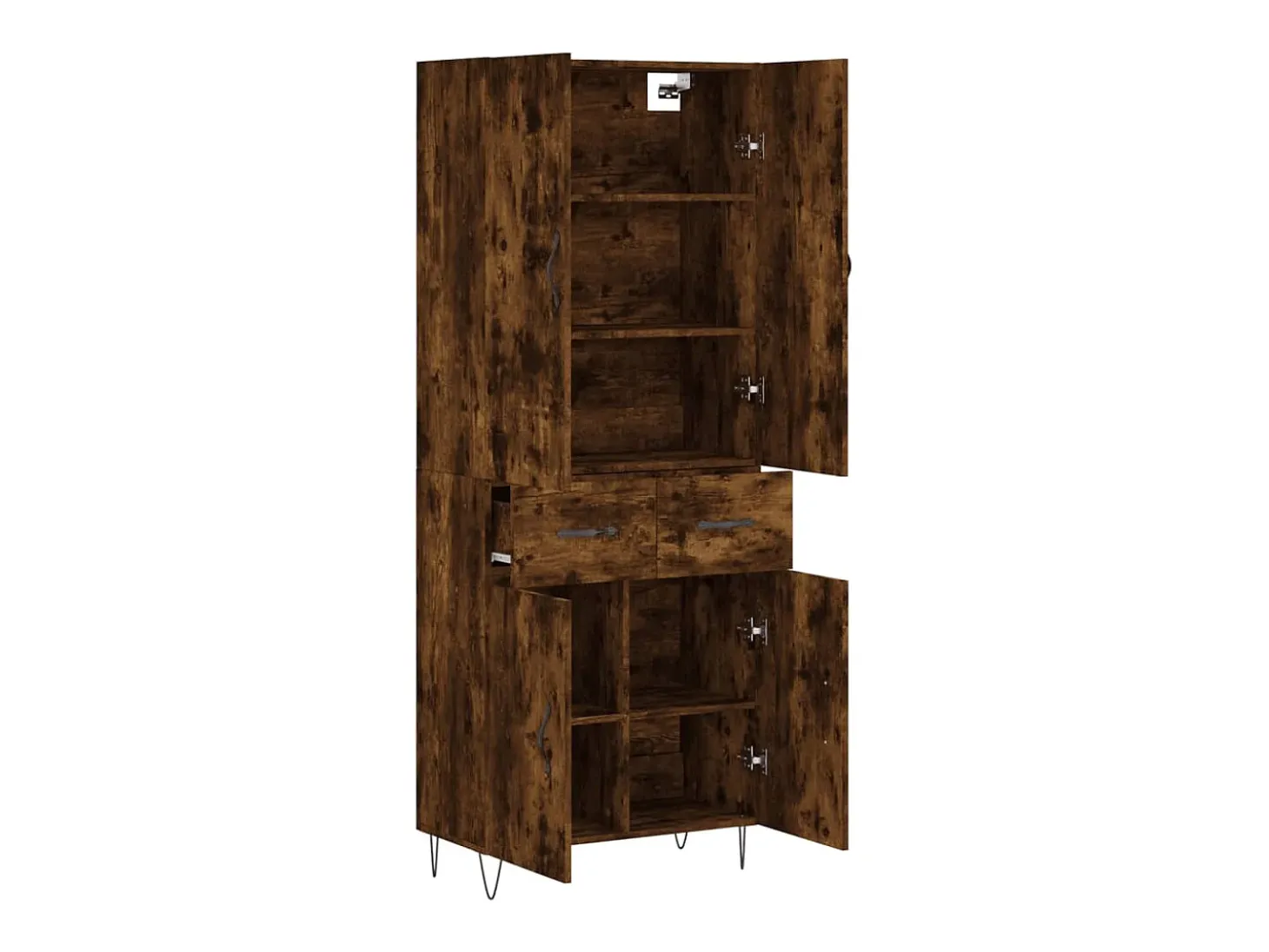 Aparador alto madera contrachapada roble ahumado 69,5x34x180 cm ES38786