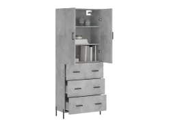 Aparador alto madera contrachapada gris hormigón 69,5x34x180 cm ES79219