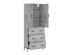 Aparador alto madera contrachapada gris hormigón 69,5x34x180 cm ES79219