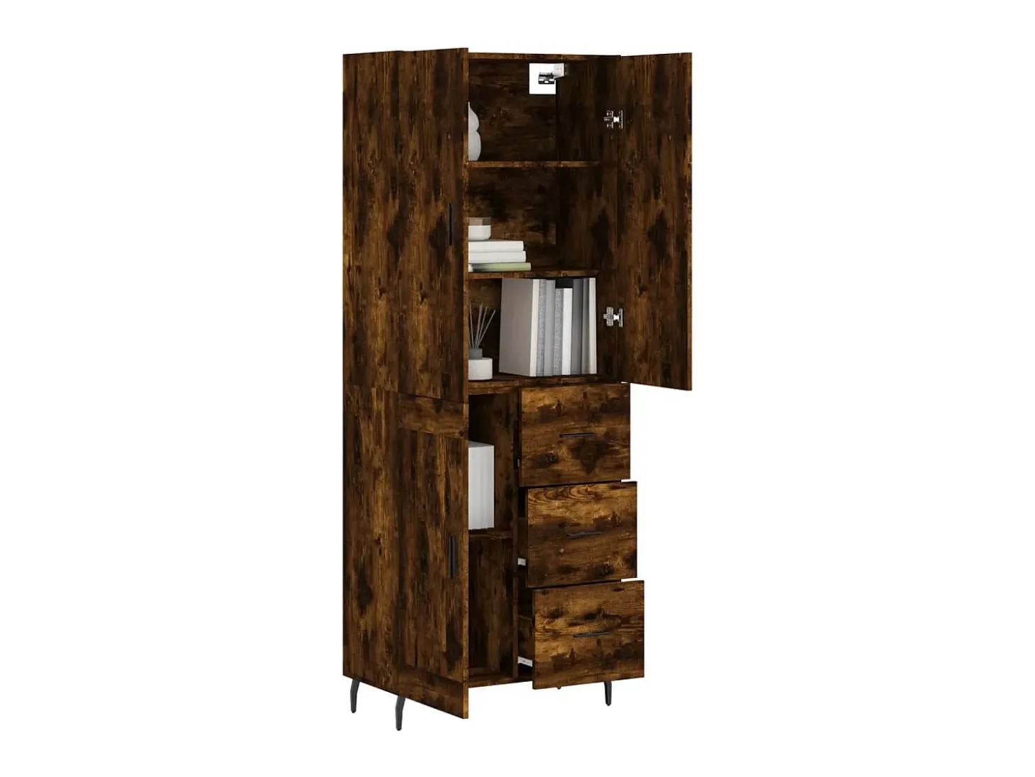 Aparador alto madera contrachapada roble ahumado 69,5x34x180 cm ES35151