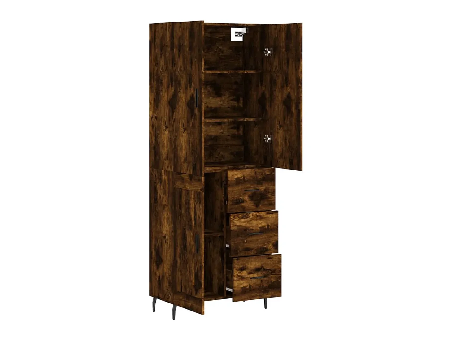 Aparador alto madera contrachapada roble ahumado 69,5x34x180 cm ES35151