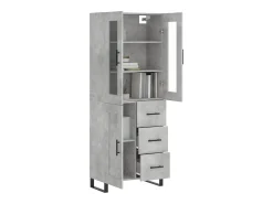 Aparador alto madera contrachapada gris hormigón 69,5x34x180 cm ES27194
