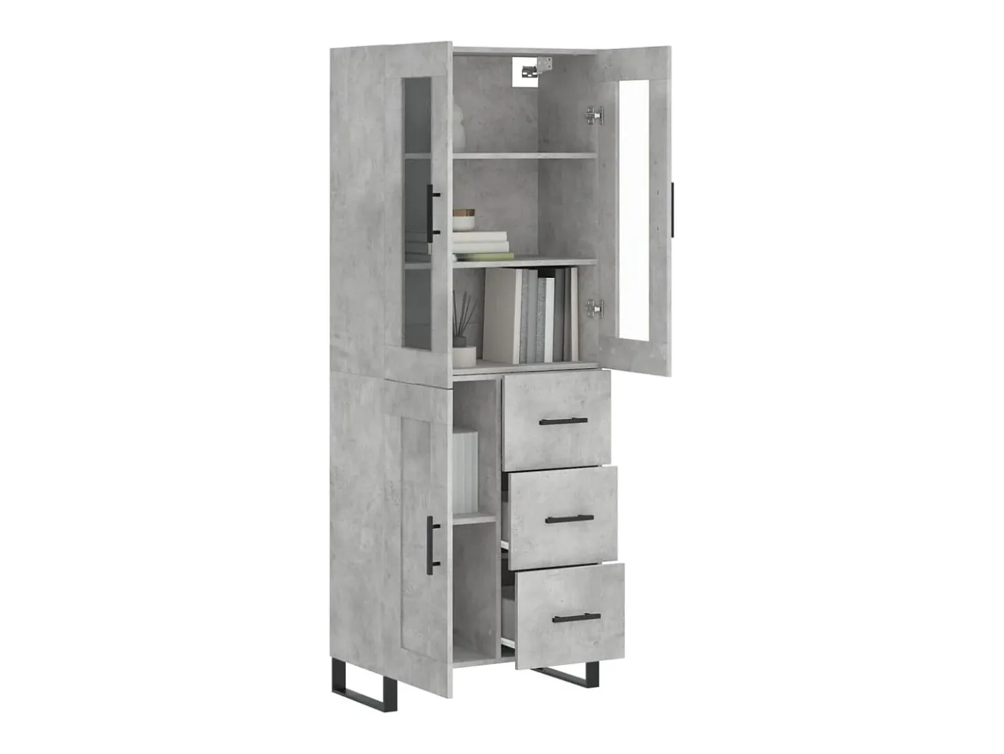 Aparador alto madera contrachapada gris hormigón 69,5x34x180 cm ES27194