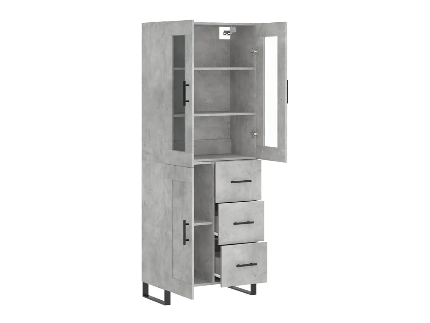 Aparador alto madera contrachapada gris hormigón 69,5x34x180 cm ES27194