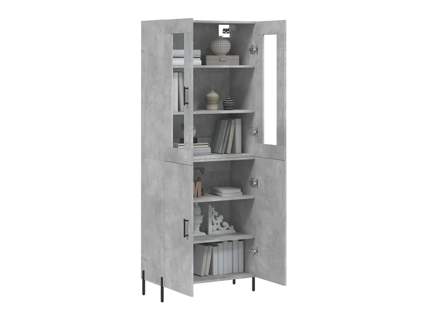Aparador alto madera contrachapada gris hormigón 69,5x34x180 cm ES82851
