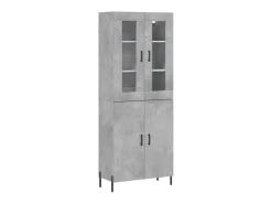 Aparador alto madera contrachapada gris hormigón 69,5x34x180 cm ES82851
