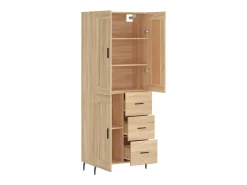 Aparador alto madera contrachapada color roble 69,5x34x180 cm