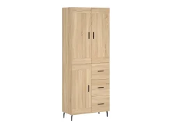 Aparador alto madera contrachapada color roble 69,5x34x180 cm