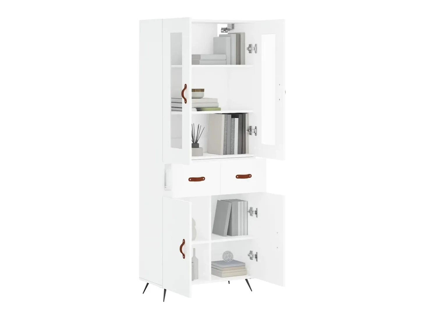 Aparador alto madera contrachapada blanco 69,5x34x180 cm
