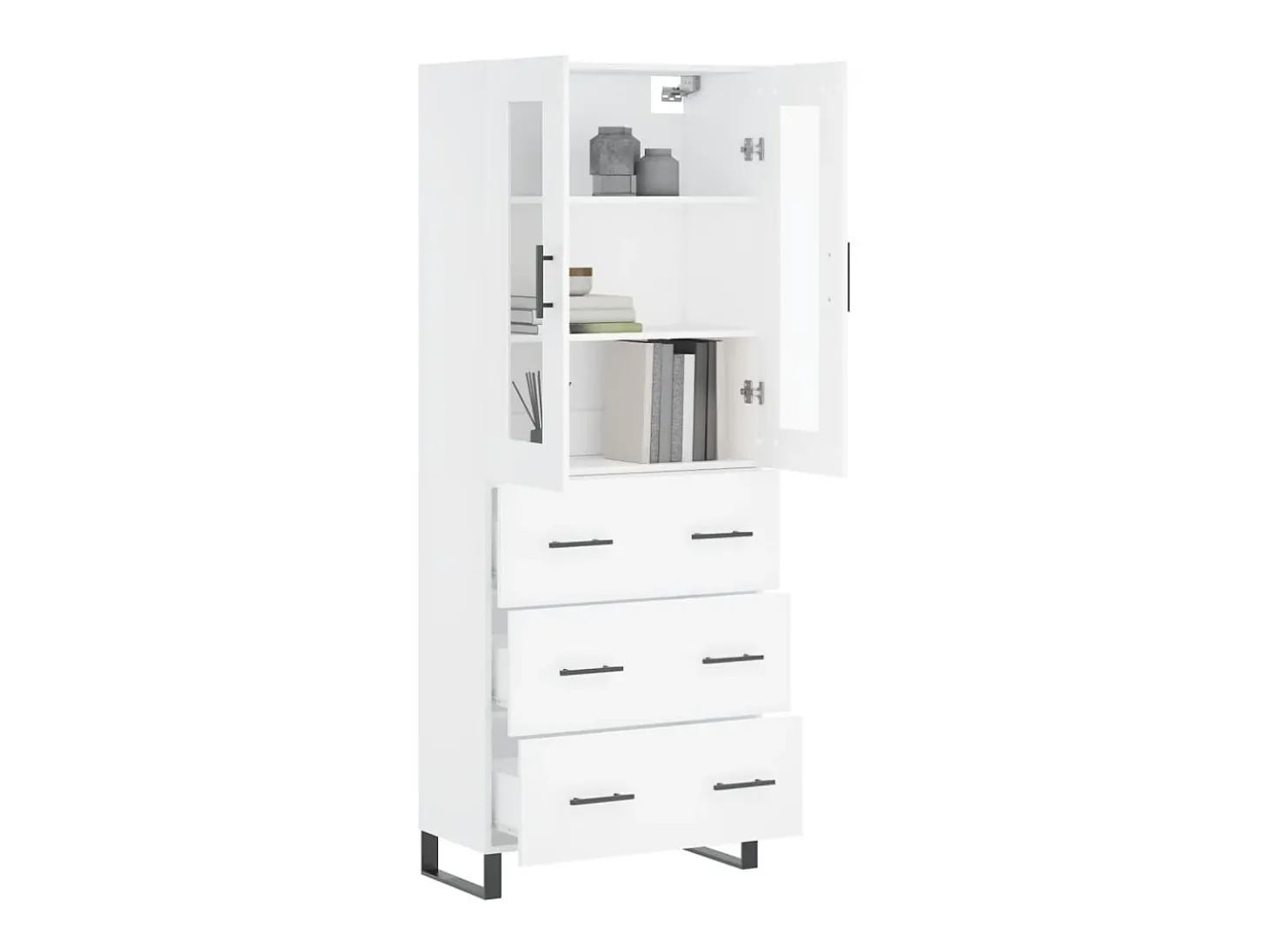 Aparador alto madera contrachapada blanco 69,5x34x180 cm ES54971