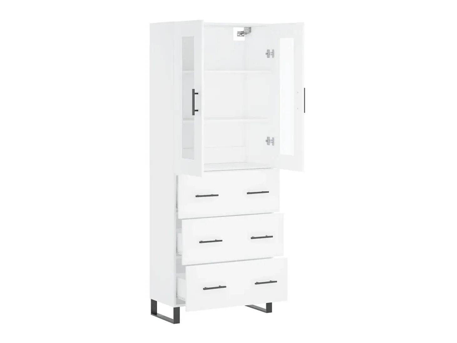 Aparador alto madera contrachapada blanco 69,5x34x180 cm ES54971