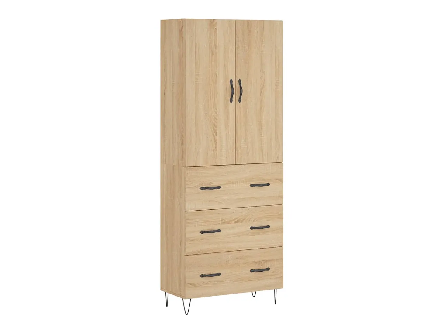 Aparador alto madera contrachapada color roble 69,5x34x180 cm ES82692