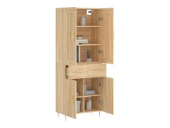 Aparador alto madera contrachapada color roble 69,5x34x180 cm