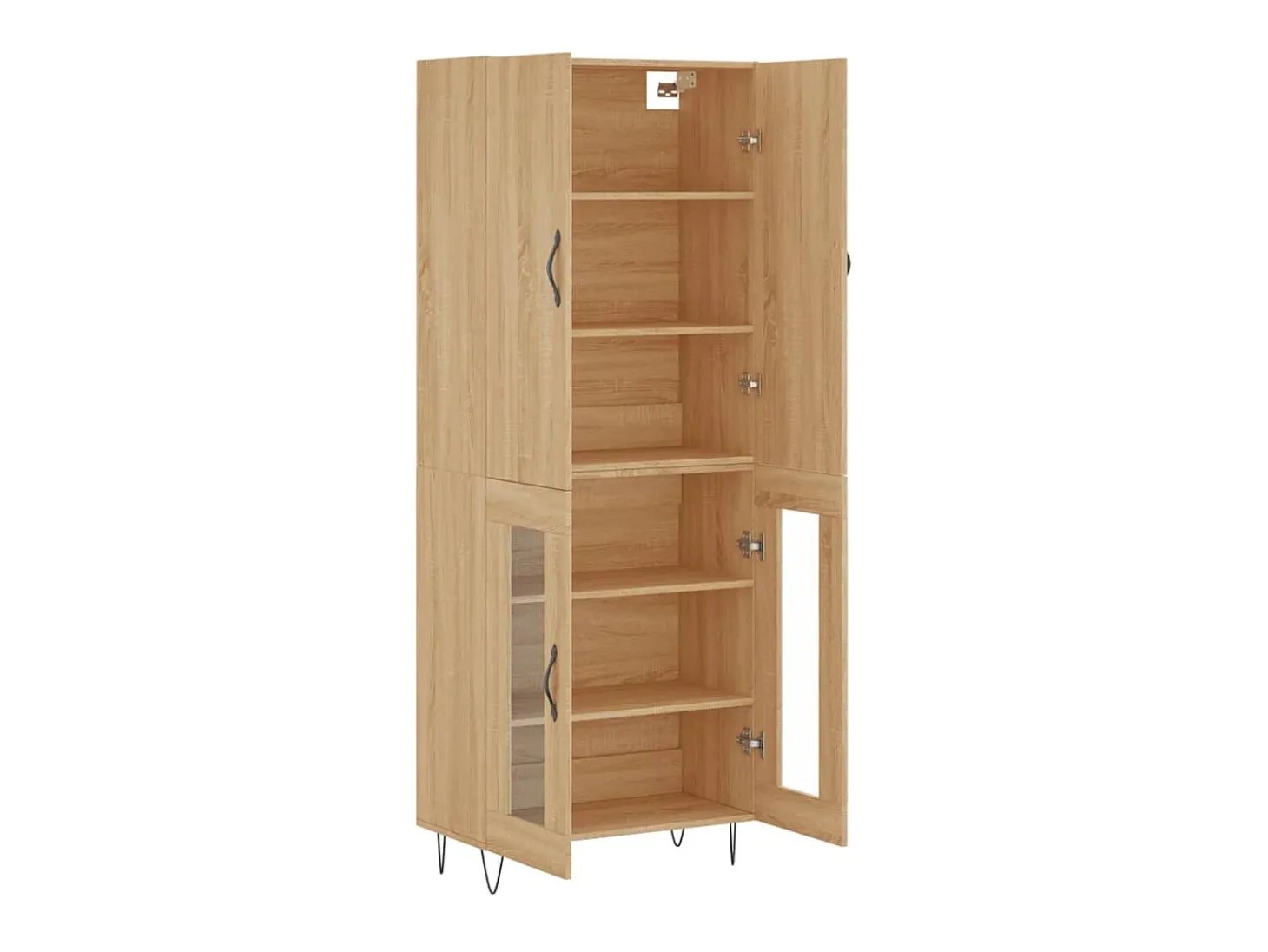 Aparador alto madera contrachapada color roble 69,5x34x180 cm