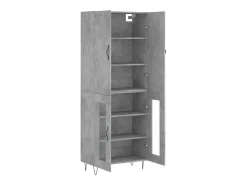 Aparador alto madera contrachapada gris hormigón 69,5x34x180 cm
